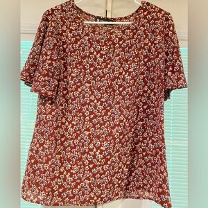 NWOT Allegra K short sleeve floral blouse. SZ L